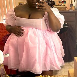 Selkie Pink Puff Sleeve Dress